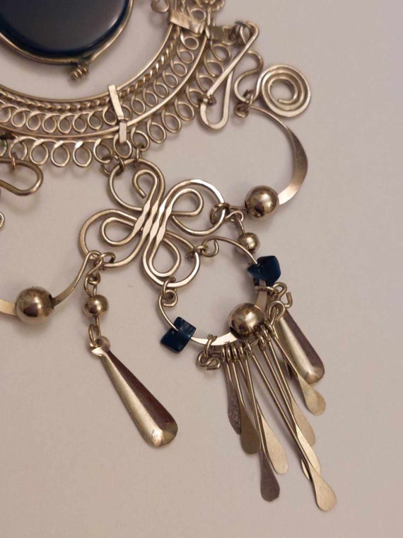 Peruvian Lapis Silver Pendant Style Necklace - image 4