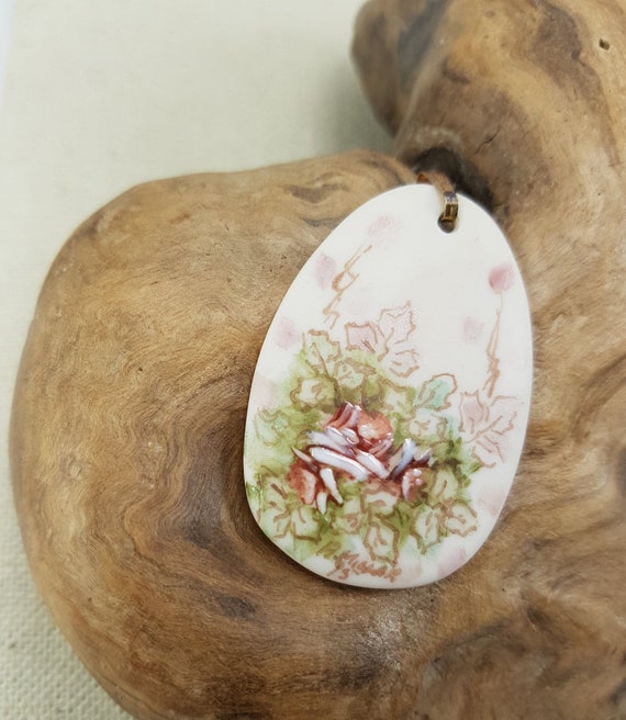 Handmade Porcelain Pendant - Painted and Signed - image 3