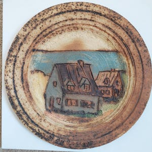 Vintage LARGE Ceramic Wall Plate, QUEBEC Artist, 12.5 Inch Studio Pottery Wall Plate