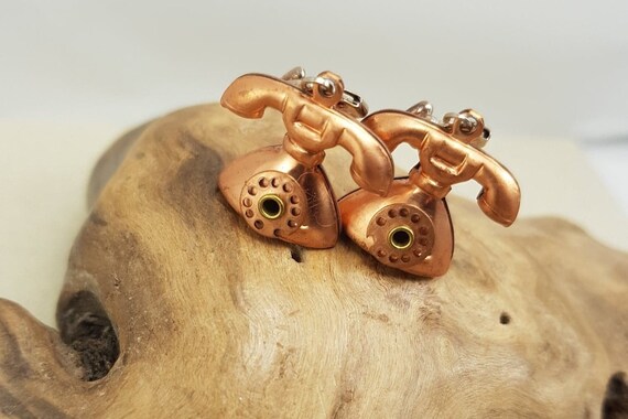 Vintage Copper Old Fashion Dial Telephone Earrings Etsy
