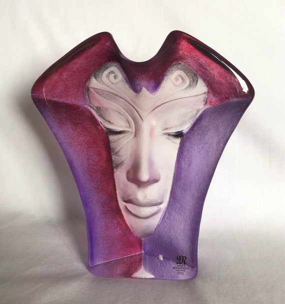 Red Orchid Mats Jonasson クリスタル Art Glass Sculpture Paperweight Mats Jonasson Morgana Sweden,swedish Crystal
