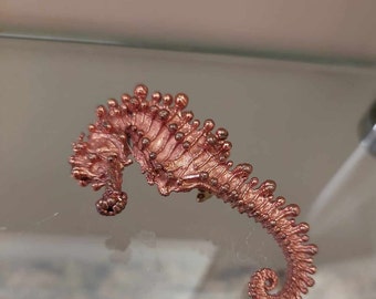 Vintage Solid Copper Seahorse Brooch