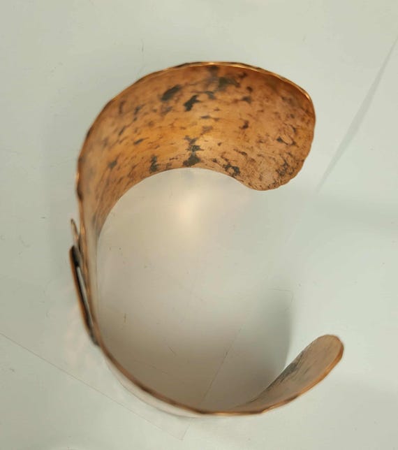 Vintage Solid Hammered Copper Artisan Artists Cuf… - image 6