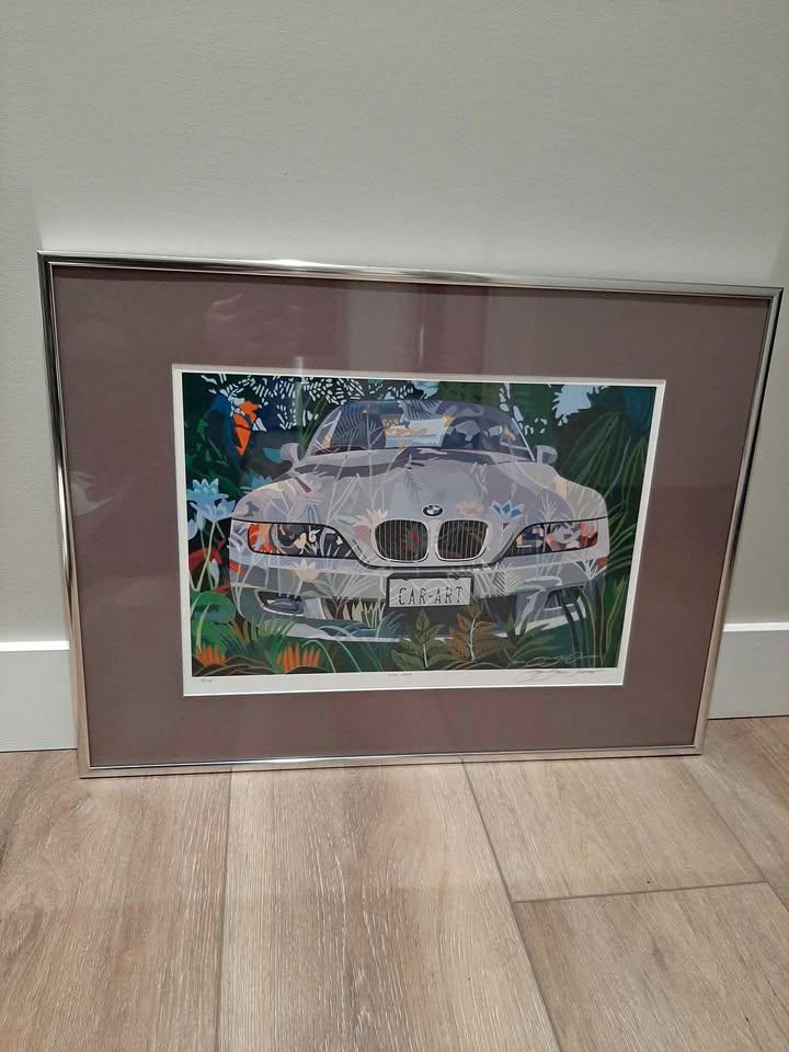 SIGNED PRINT Car-art by Sue Steele Thomas Image of BMW Z3 Roadster