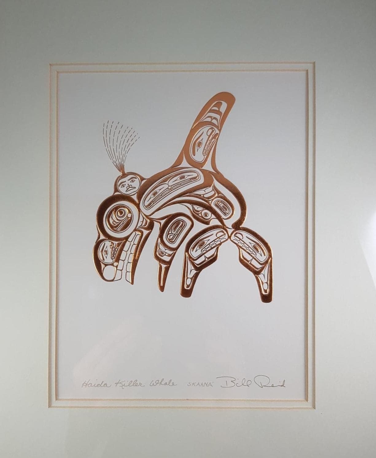 Signed Haida Gwaii Artist Copper Killer Whale Print- Bill Reid