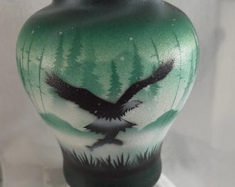 Hand Made Southwest Eagle Pottery Vase, Signed