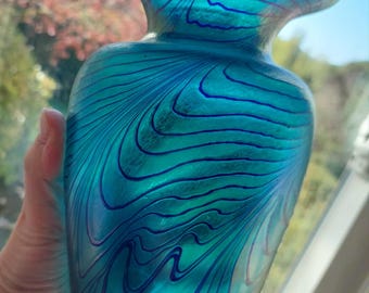 Robert Held Art Glass Vase Signed Original Label Collectible Glass