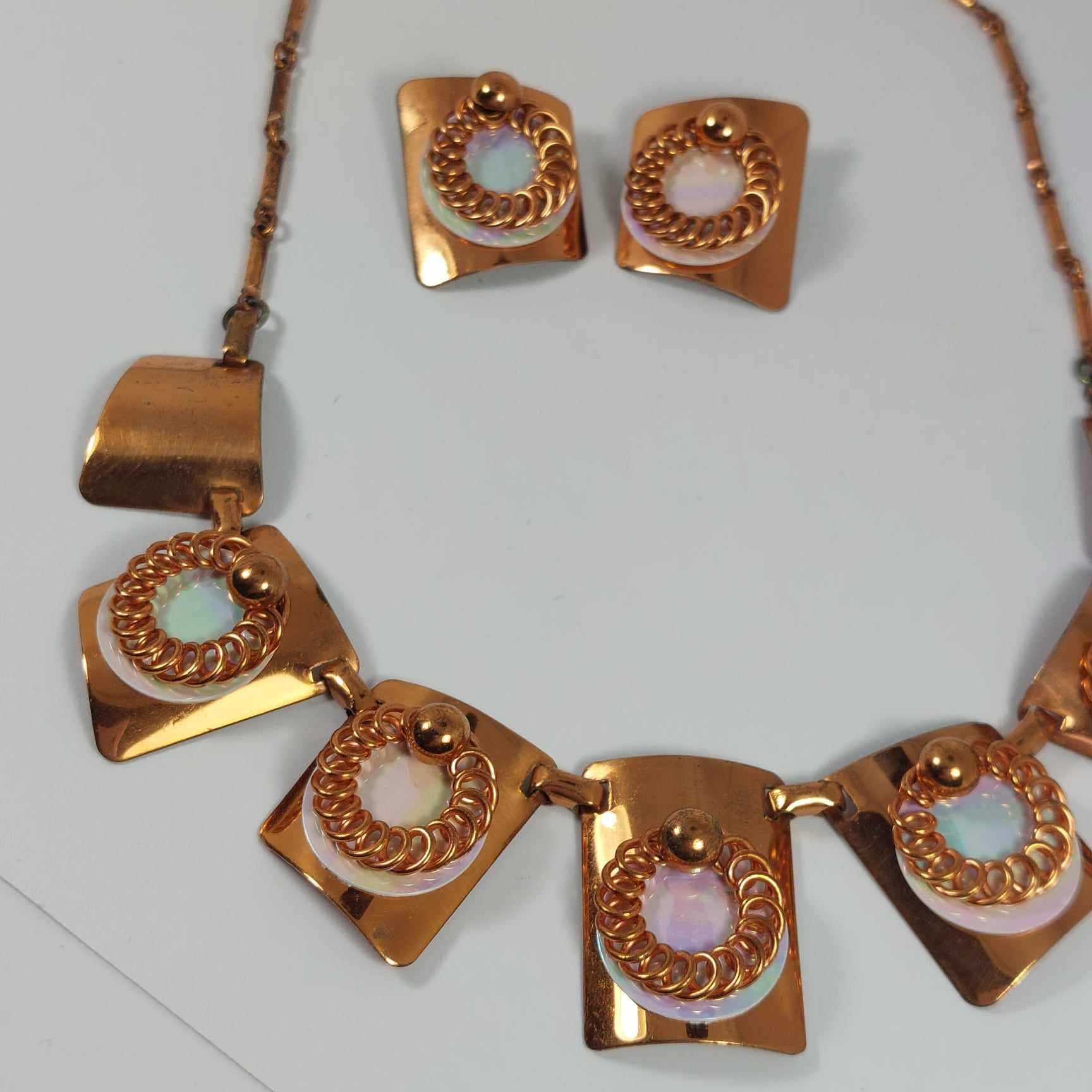 る〜か　ブラウン 1960's FABULOUS Retro Copper Necklace & Earrings Set - Etsy