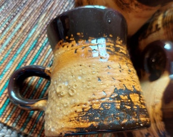 EINE Vintage Laurentian Pottery Artisan Tasse / Lava-Glasur / Made in Canada / 1970er Jahre MCM