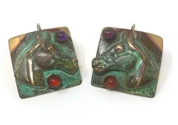 Artisan solid brass pierced equestrian horse head… - image 2