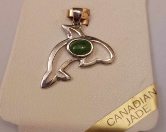 BC Jade Vintage Sterling Silver KILLERWHALE Pendant