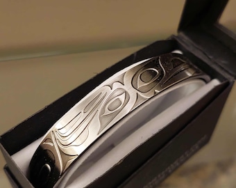 Navajo Native America Tom Hawk Chevron Cuff Bracelet - Sterling