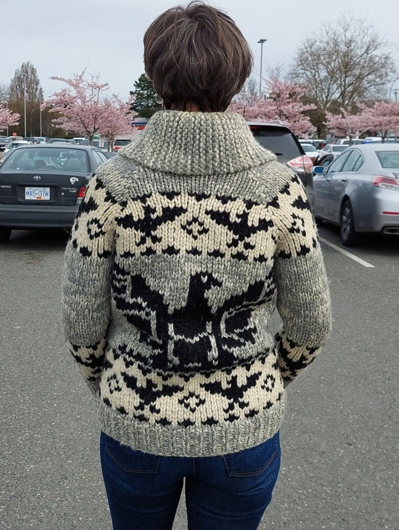 Black and Grey Hand Knit Eagle Sweater 