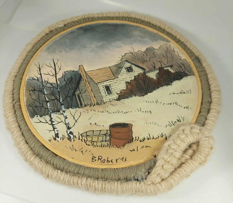 Artist Painted Vintage Barn House Scene on Fabric, Signed Etsy Canada