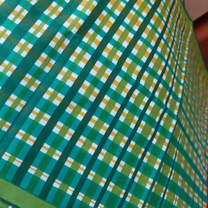 Vera Neumann Green and Yellow Plaid Design Scarf, made in Japan