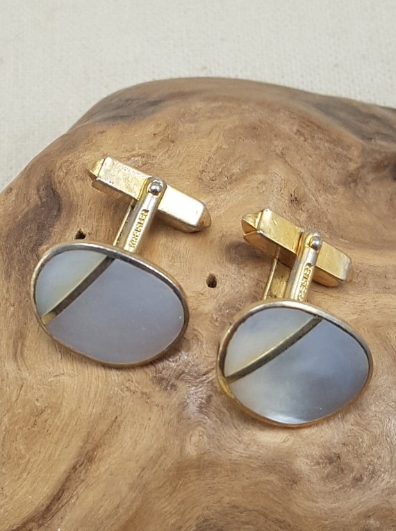 Boutons De Manchette Vintage KREISLER Rouge Créateur - Finition Ton Or, Pièce Artisanale
