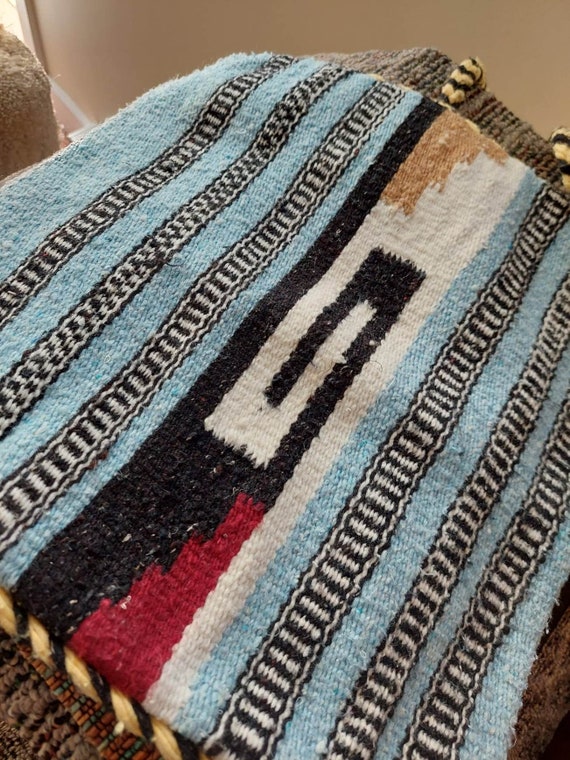 Vintage Aztec Wool Hand Made Shoulder Purse, Lined - image 3