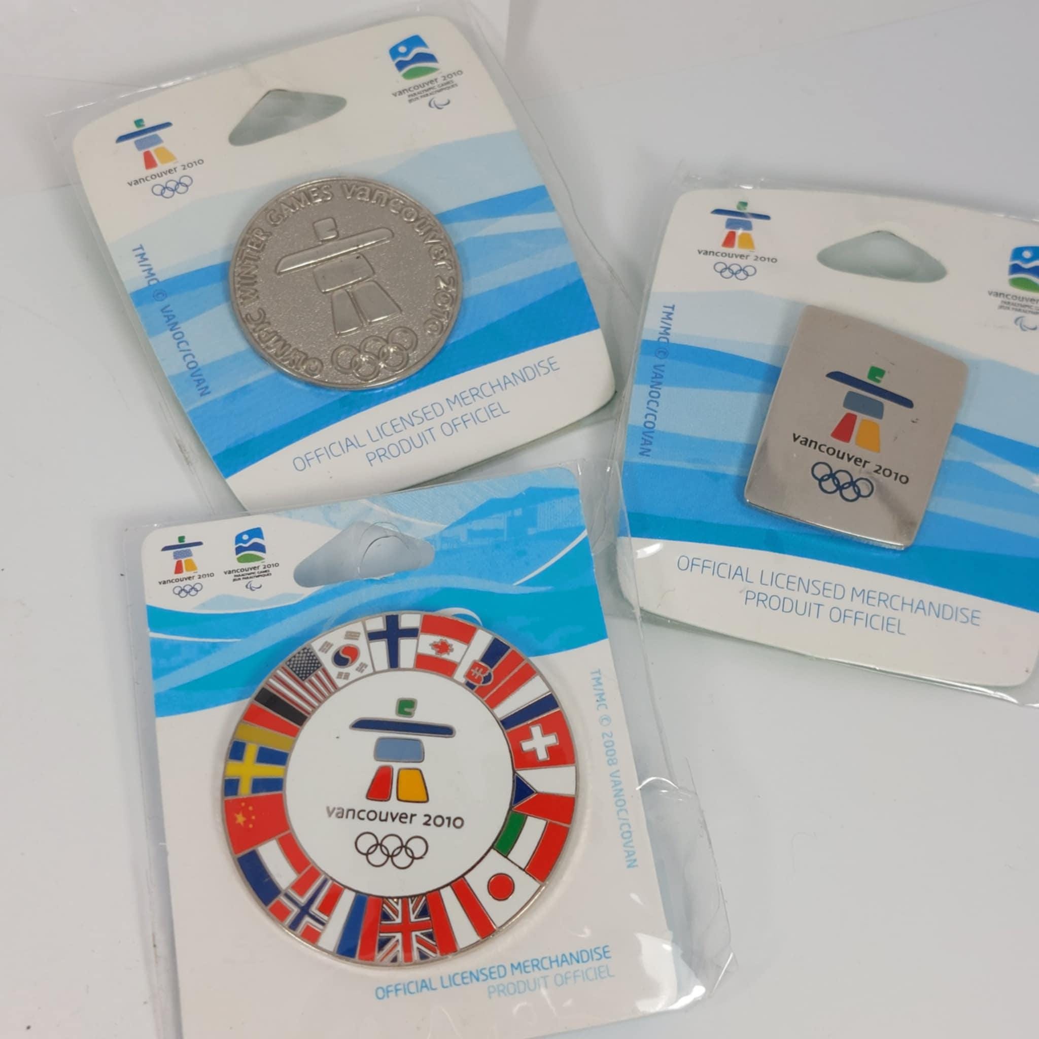Three VANCOUVER 2010 Olympic PINS Official Licensed Merchandise