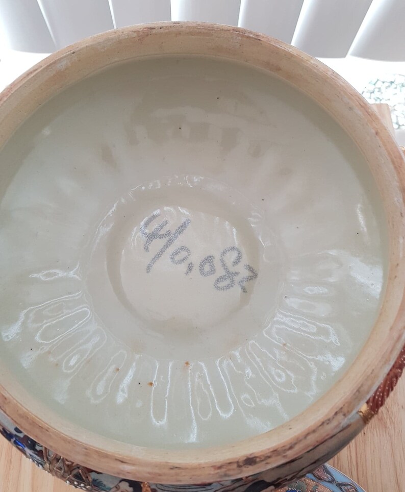 Vintage Japanese Satsuma Porcelain Large Bowl with Lid Geisha Etsy