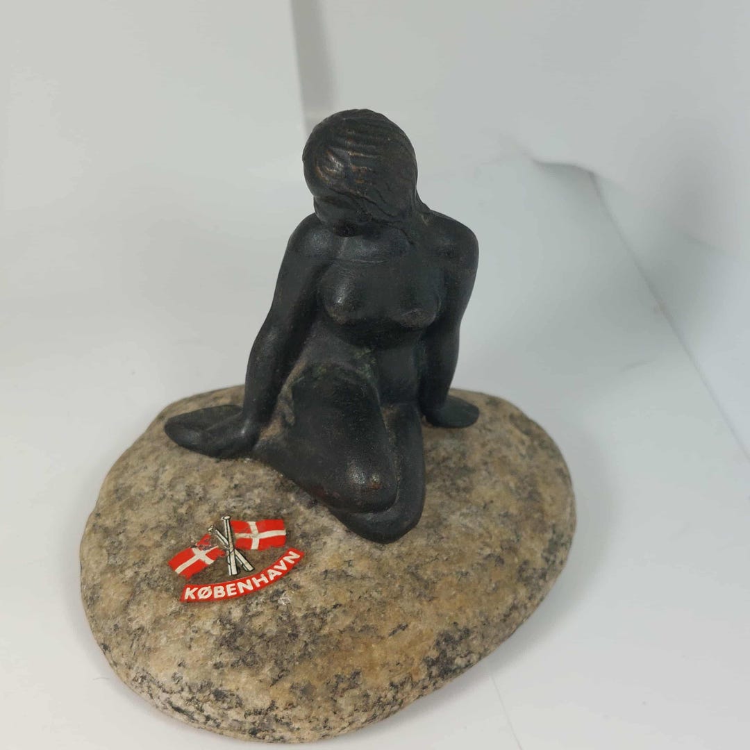 Copenhagen Lady Mermaid on a Rock Small Vintage Statue, Danish - Etsy