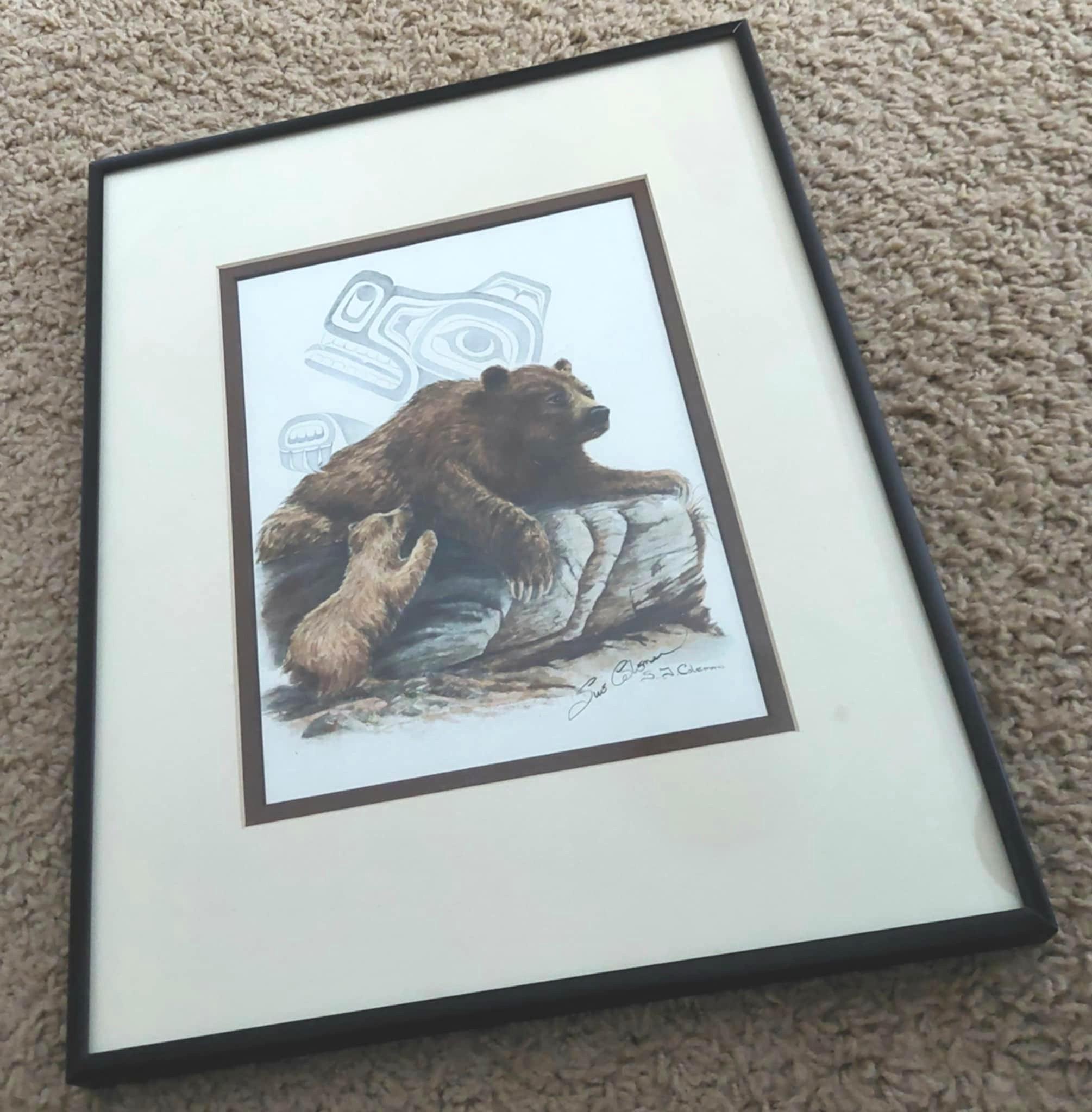 HAND SIGNED Vintage Sue Coleman Native Design Matted Print Picture