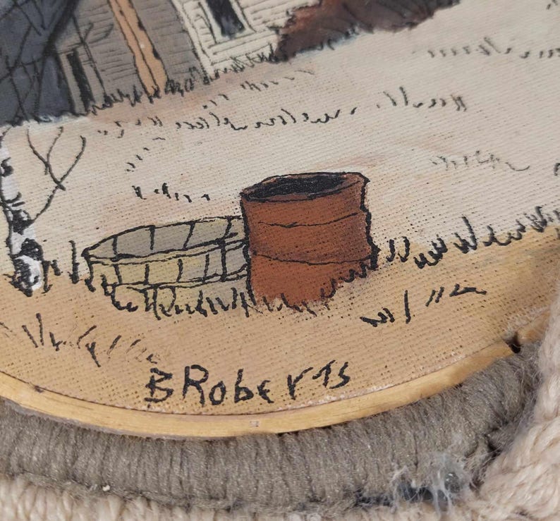 Artist Painted Vintage Barn House Scene on Fabric, Signed Etsy Canada