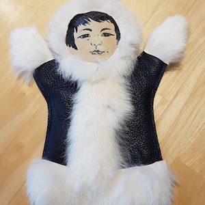 Inuit Girl Handmade Hand Puppet, Made in Canada