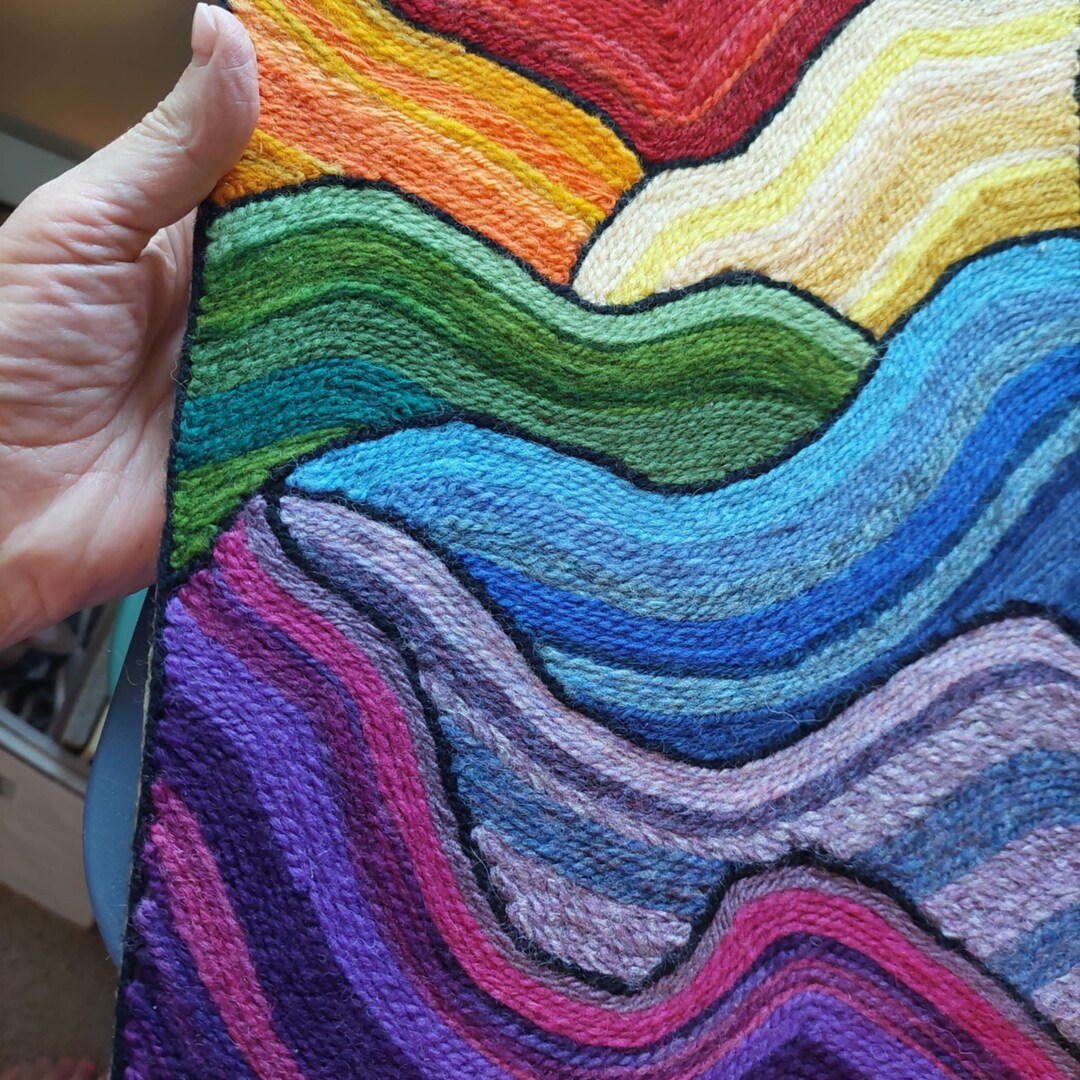 Artisan Wool String Art Nouveau Tapestry Abstract Picture, Wood Mounted ...