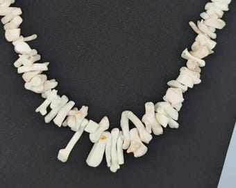 Vintage Organic Natural White Coral Branch Necklace