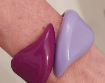 Vintage Purple Lucite Hong Kong Clamper Bracelet