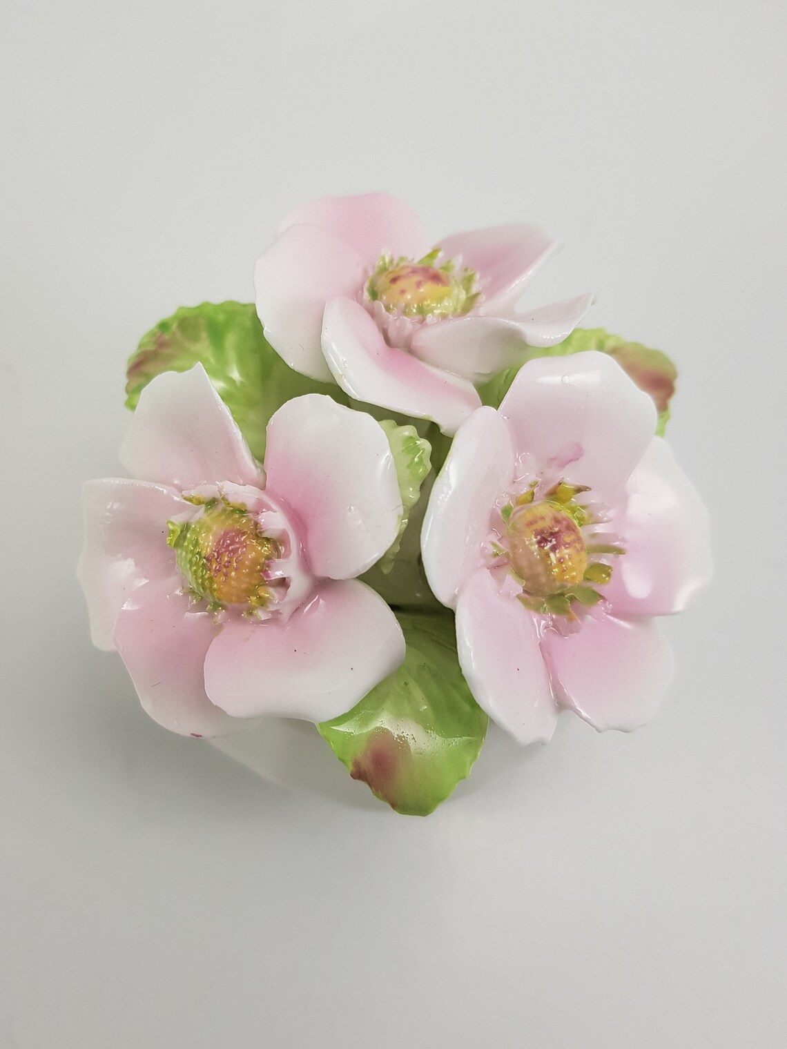 Porcelain light Pink and White Hand Made Porcelain Flowers Etsy