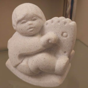 Belgium Vintage Child on Rocking Horse Stone Art Statue- MarBell
