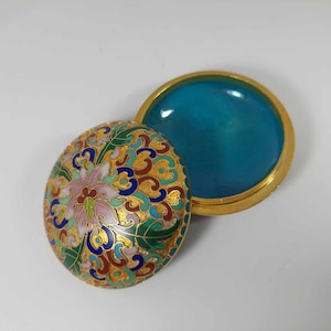 Vintage Oriental Enamel Cloisonne Hand made Decorative Container