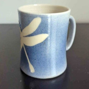 Artisan Made Clay Dragonfly Coffee Mug, Denim Blue Stoneware Mug