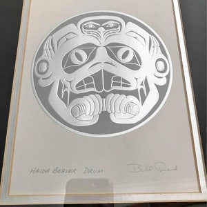 First Nations Bill Reid Haida BEAVER Framed Siver Print- 13 x 11 inches