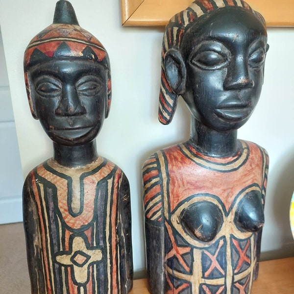 Large Vintage Wooden African Statues Etsy