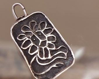 Matisse Style Leo the Lion Sterling Stamped Pendant