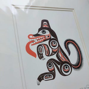 Bill Reid Haida Wolf Kunstkarte, mit Passepartout - 31 x 35 cm