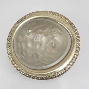 Vintage Silver Ornate Dish with Frosted Glass Liner,