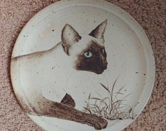 Denman Island S&G Beardsley Gorgeous Signed Cat Pottery Plate