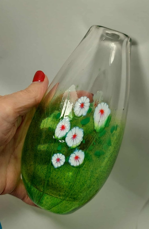 Hand Signed Robert Held Flowers Series Iridescent Vase, 6.75