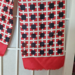 Vintage retro marine, rood en wit geometrisch ontwerp korte sjaal-gemaakt in Japan