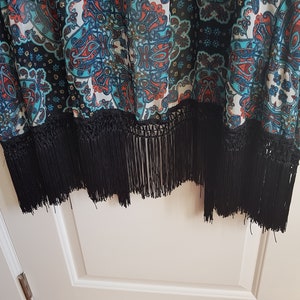 Sheer Kimono Style Jacket with Long Black Tassels
