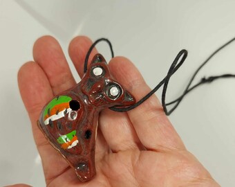 Vintage Hand Made Clay Owl Whistle Necklaces