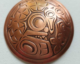 Vintage First Nations Killer Whale Copper, 2.5 Inches