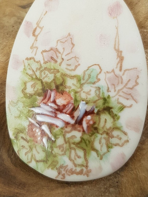 Handmade Porcelain Pendant - Painted and Signed - image 1