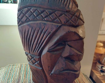 Vintage First Nations Carved Head, Signed Frank Natrall