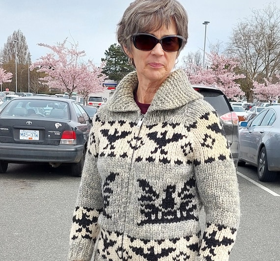 Black and Grey Hand Knit Eagle Sweater 