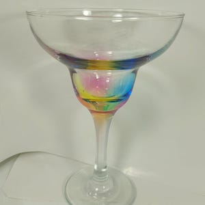 ONE Vintage Rainbow Margarita Glass, Signed