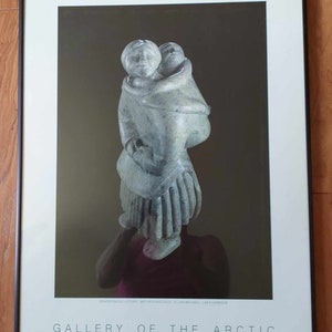 Vintage Inuit Soapstone Mother and Child Framed Gallery Photo
